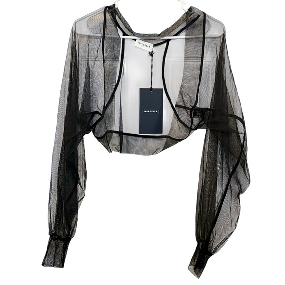 Marcella NYC Sweaters - MARCELLA Olympia Bolero Black Mesh Sheer Cropped Long Sleeve Size L
